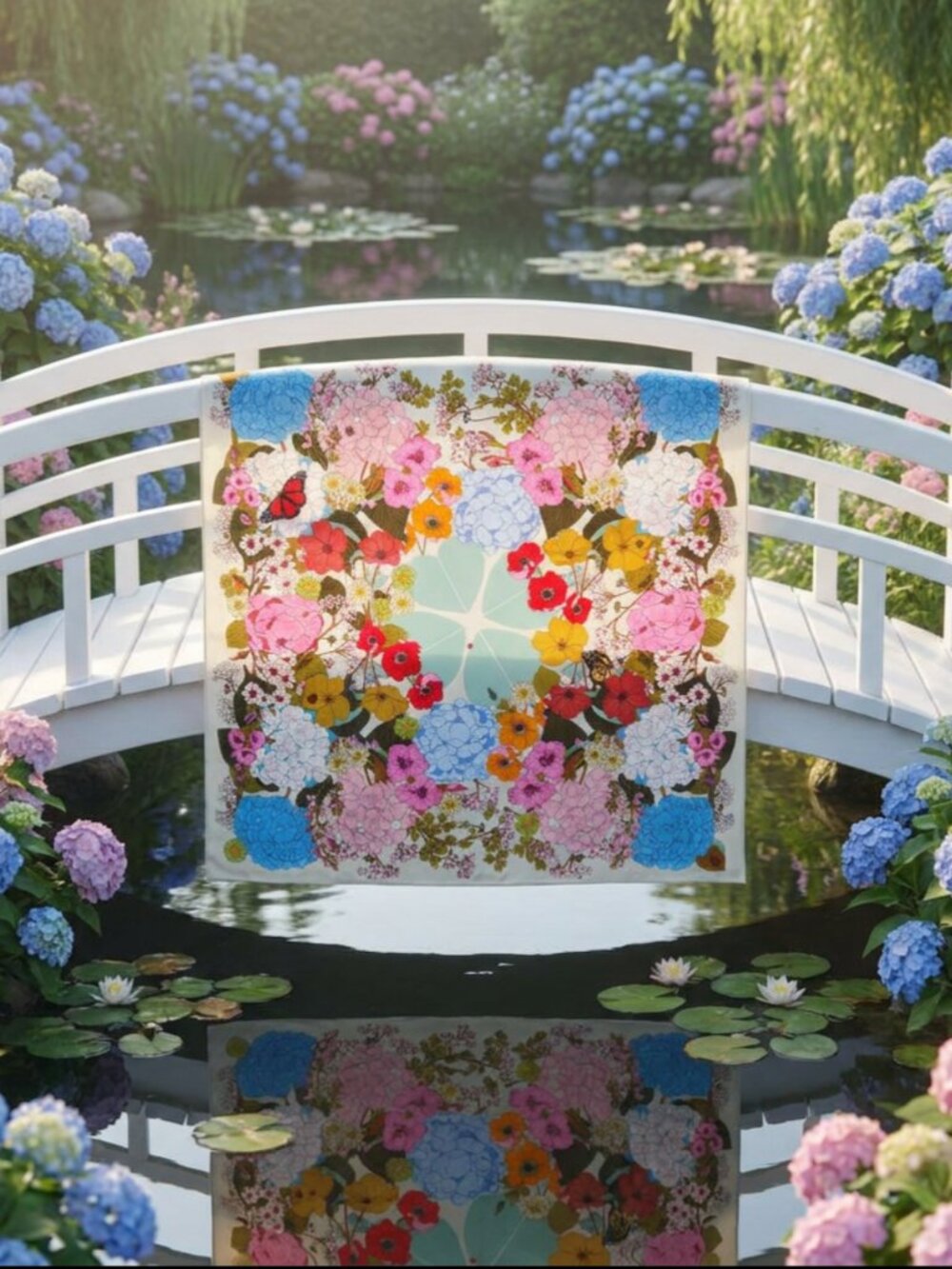 Kate Spade Spade Flower Garden 100% Silk Square Scarf Floral 34"NWT